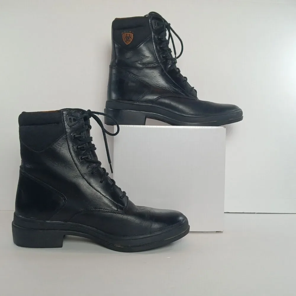 Ariat Heritage Lace Women Paddock Boots Black Leather Equestrian Riding Women7.5